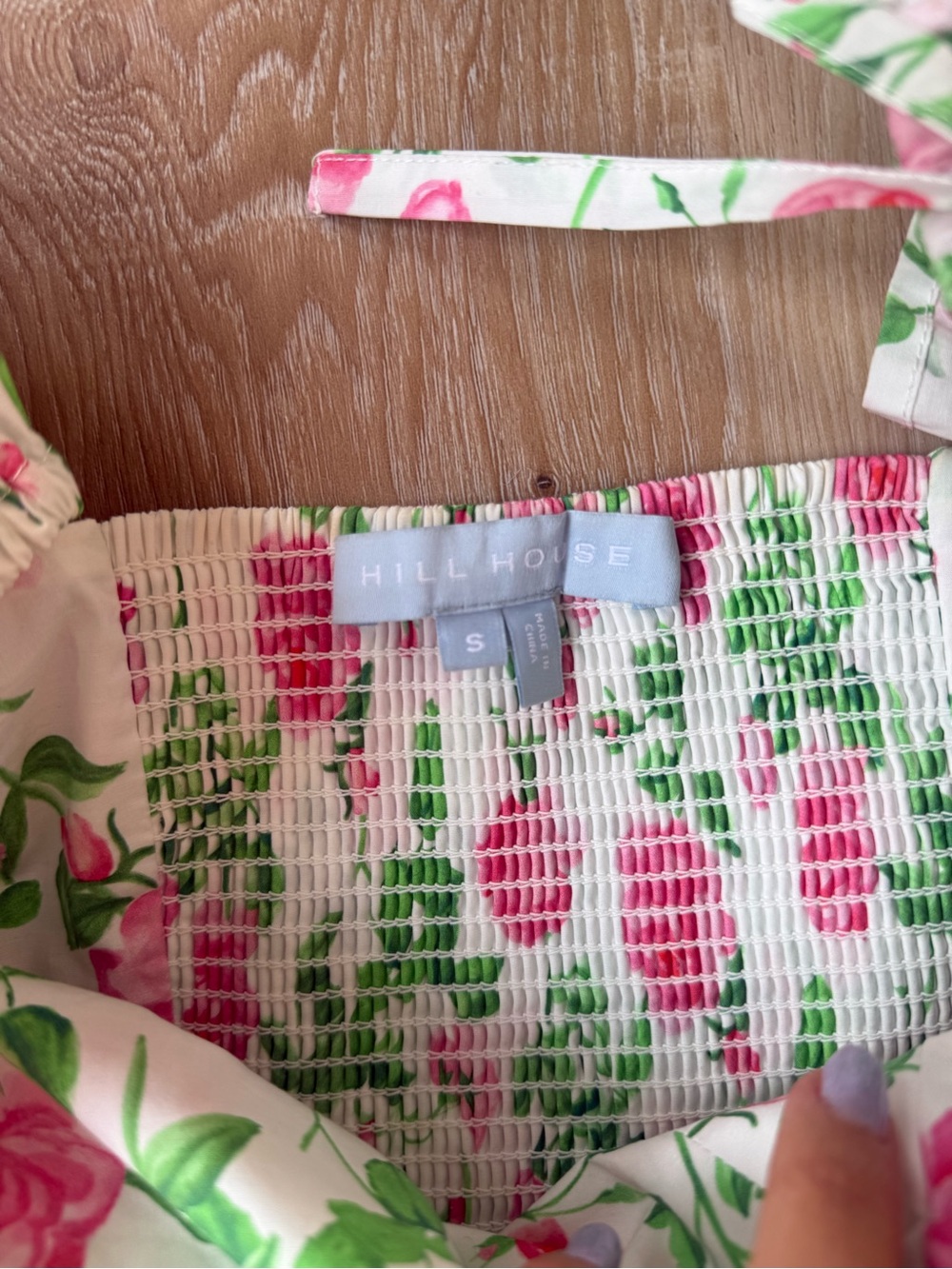 Hill House Pink & Green Floral Smocked Dress - Picture 2 of 2
